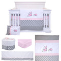 Baby Fox 7-Piece Bedding | Pink + Grey