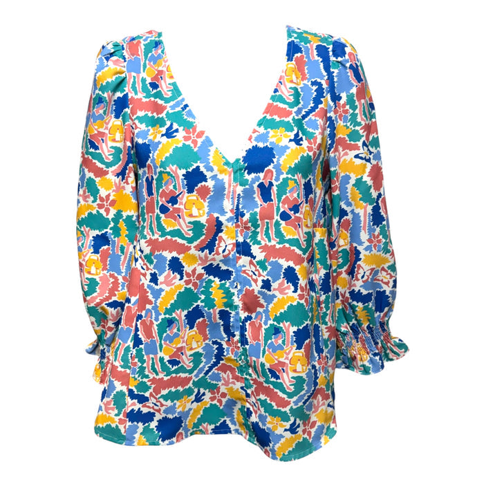 Cabana Print Easton Blouse By Tuckernuck In Multi-colored, Size: XS