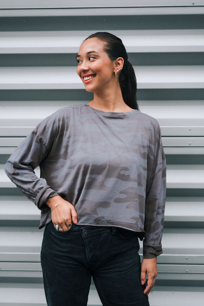 Camo Mini Boxy T-Shirt - Manatee