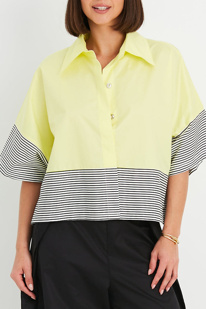 Cotton Campy Shirt - Citron/Stripe