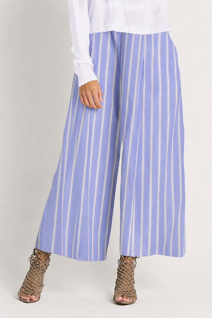 Cotton Flood Pants - Chambray Stripe