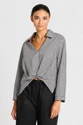 Cotton Half Moon Shirt - Bold Stripe