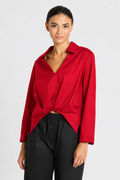 Cotton Half Moon Shirt - Cherry