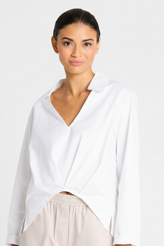 Cotton Half Moon Shirt - White