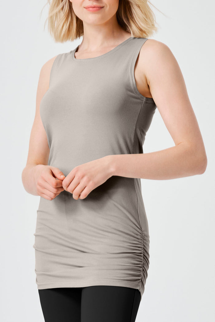Cotton Lycra Ruche Tank - Dove