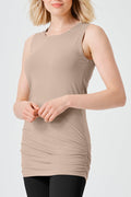 Cotton Lycra Ruche Tank - Fawn