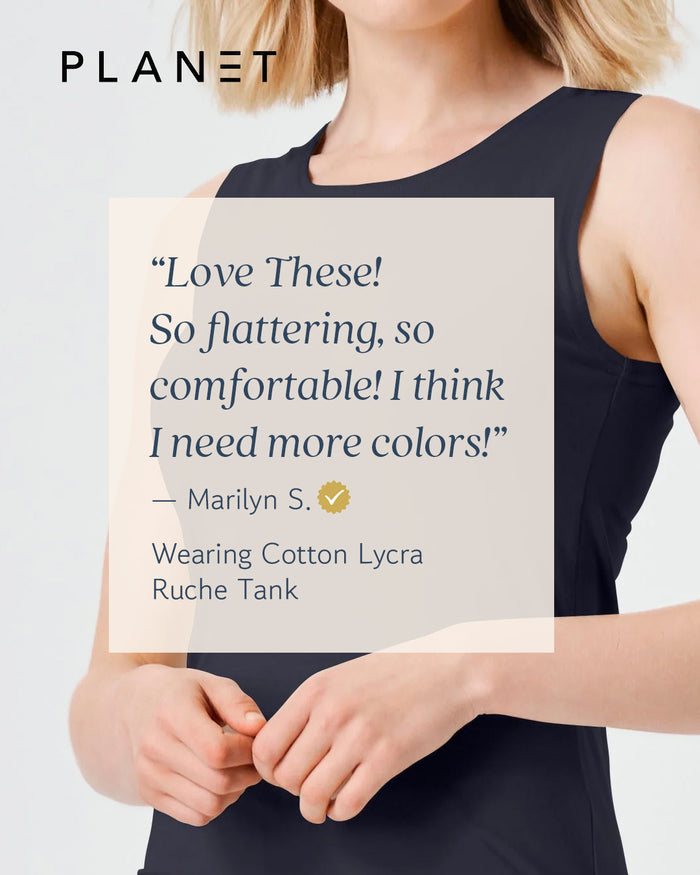 Cotton Lycra Ruche Tank - Fawn