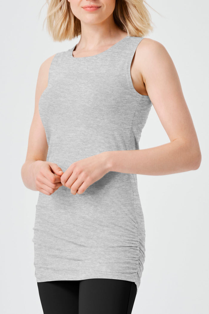 Cotton Lycra Ruche Tank - Heather