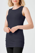 Cotton Lycra Ruche Tank - Midnight