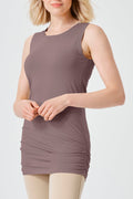 Cotton Lycra Ruche Tank - Mink