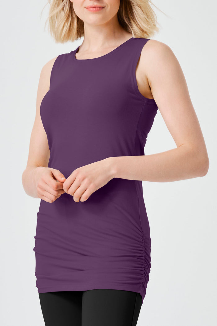 Cotton Lycra Ruche Tank - Plum