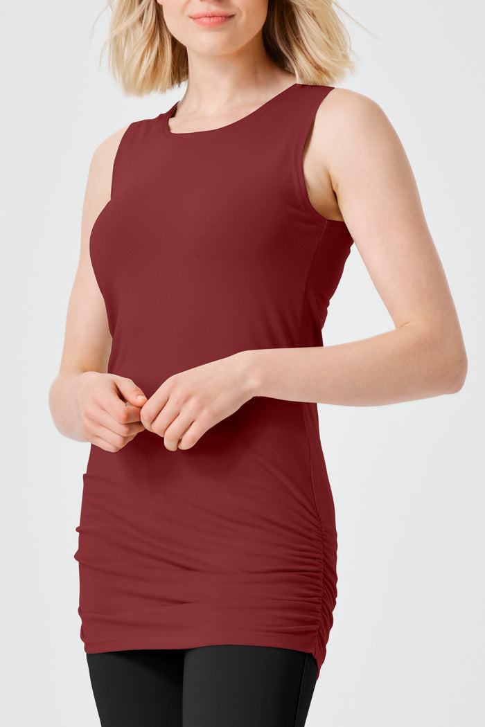 Cotton Lycra Ruche Tank - Port