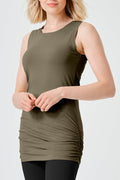 Cotton Lycra Ruche Tank - Thyme