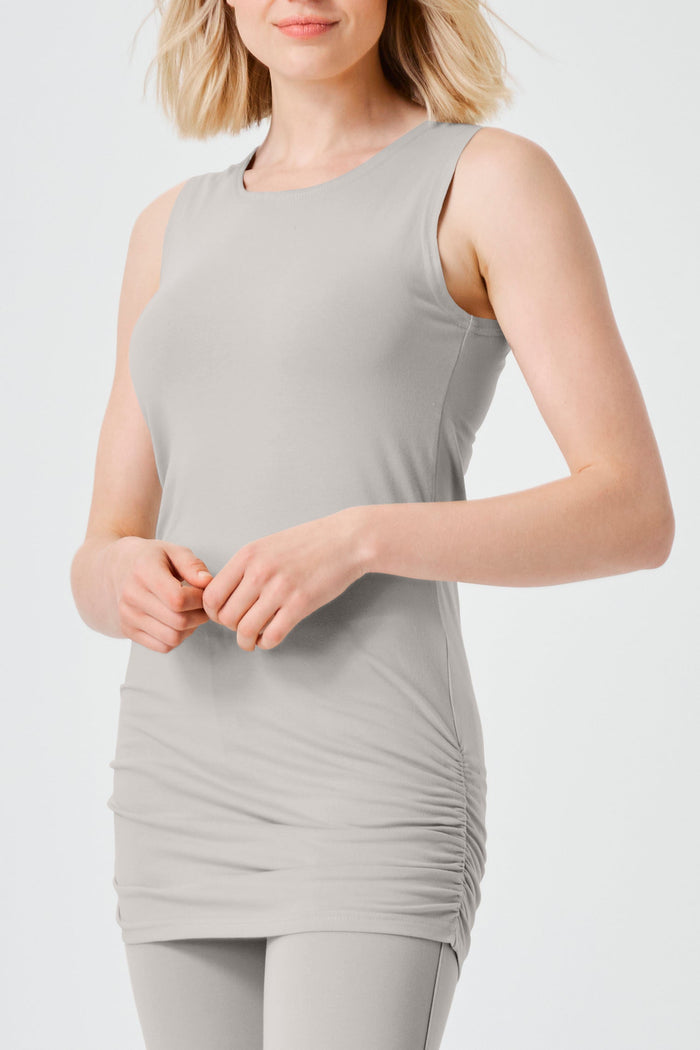 Cotton Lycra Ruche Tank - Titanium