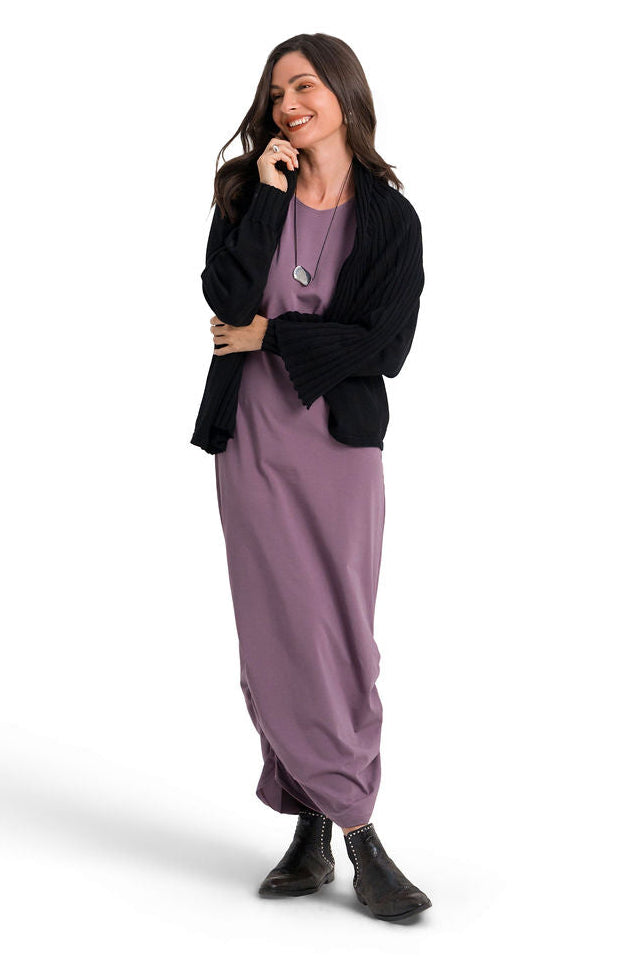 Cotton Lycra Ruched Tank Dress - Amethyst