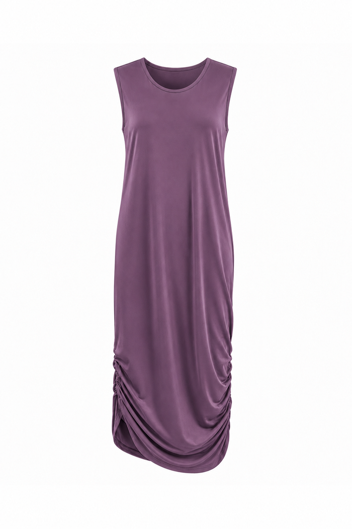 Cotton Lycra Ruched Tank Dress - Amethyst