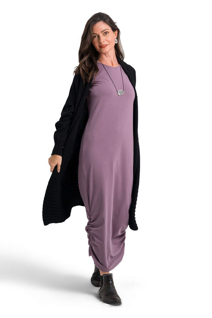 Cotton Lycra Ruched Tank Dress - Amethyst