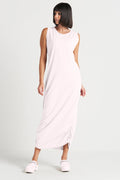 Cotton Lycra Ruched Tank Dress - Pinkish
