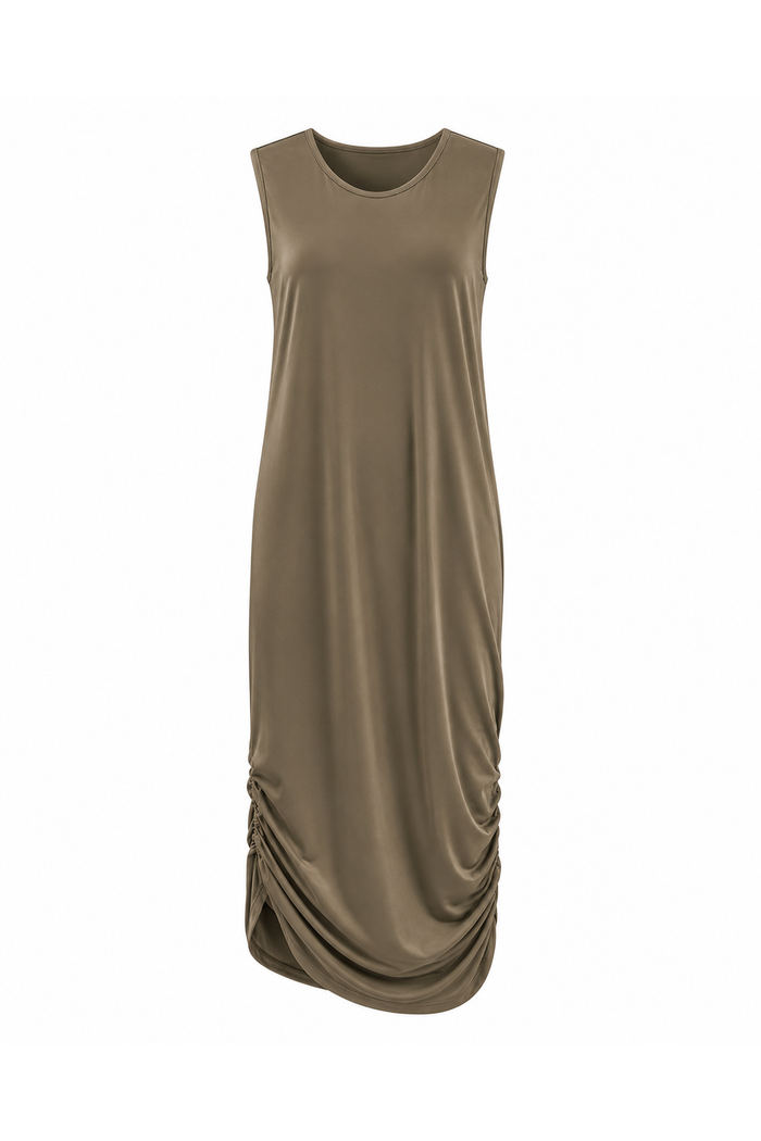 Cotton Lycra Ruched Tank Dress - Turtle