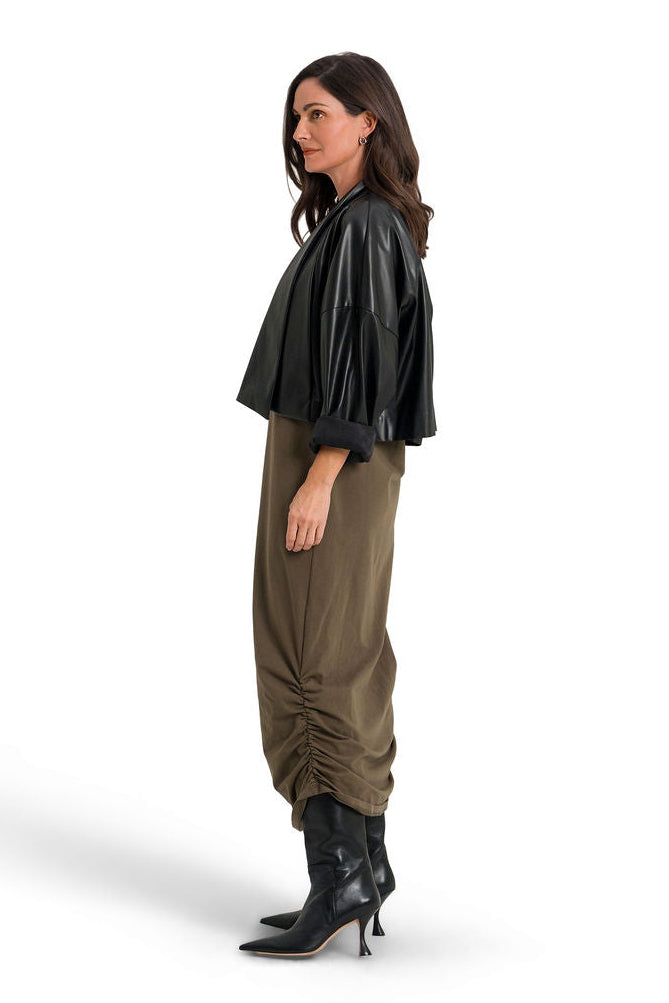 Cotton Lycra Ruched Tank Dress - Turtle