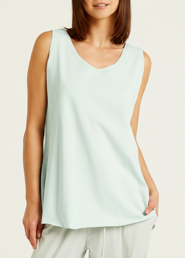 Cotton Lycra Shirttail Tank - Mint