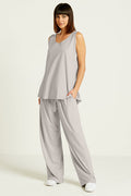 Cotton Lycra Shirttail Tank - Titanium