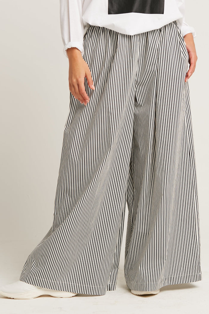 Cotton Palazzo Pants - Bold Stripe