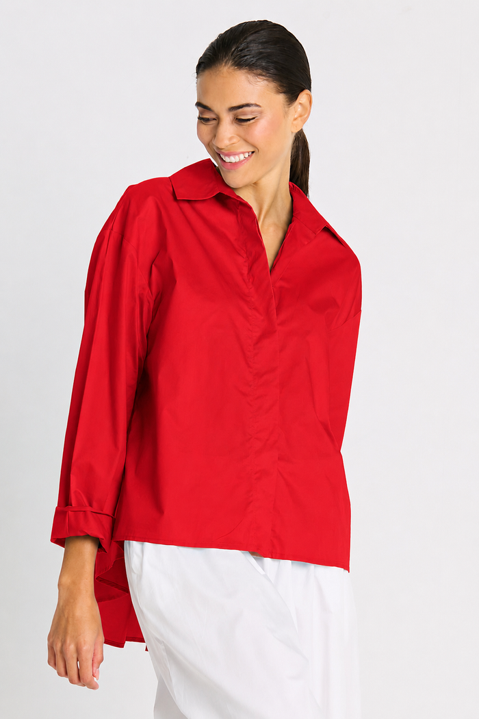 Cotton Swing Back Shirt - Cherry