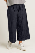 Crushed Nylon Crop Gaucho Pants - Midnight