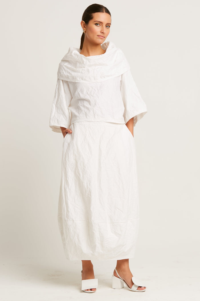 Crushed Nylon Jackie O Top - White