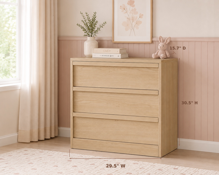 Elio Natural Oak 3-Drawer Dresser