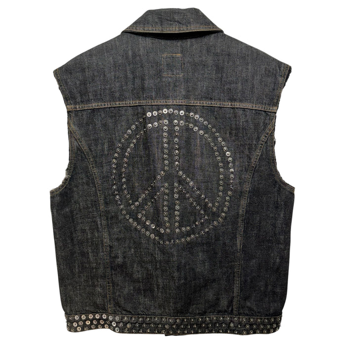 Embellished Denim Waistcoat Luxury Designer By Moschino In Blue Denim, Size: 2X