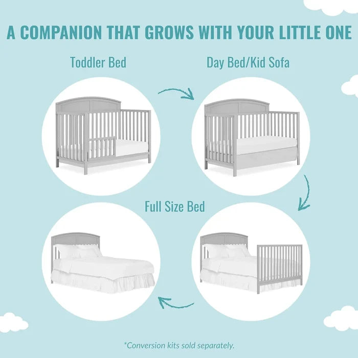 Everly 5-in-1 Convertible Crib | White