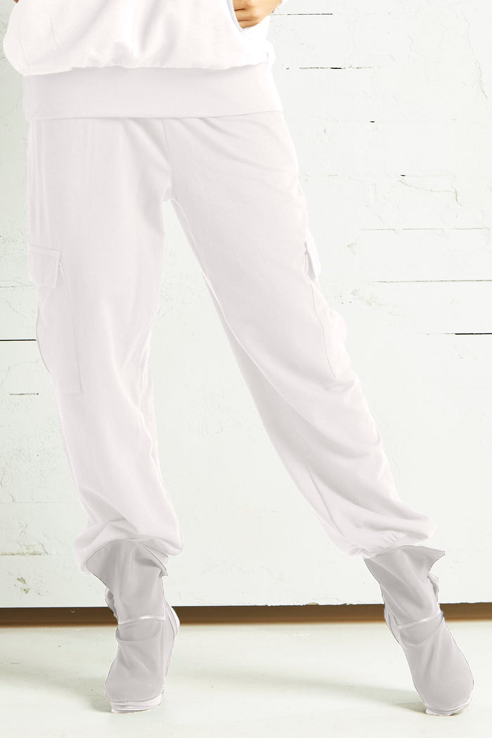 French Terry Cargo Sweatpants - White