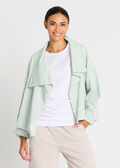 French Terry Cropped Asymmetrical Jacket - Mint