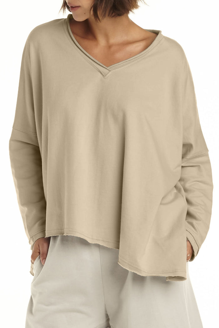 French Terry Double Angle V-Tee - Sand