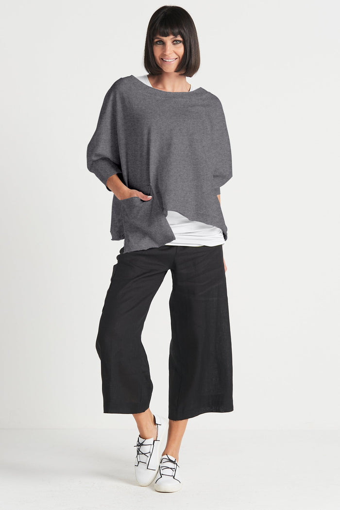 French Terry Drop Pocket Tee - Asphalt