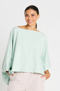 French Terry Off the Shoulder Blouson - Mint