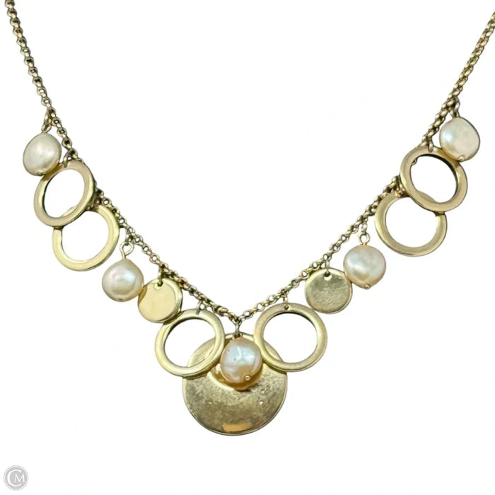 Gold Tone & Pearl Accent Statement Necklace