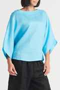 Handkerchief Linen Bateau Top - Aqua