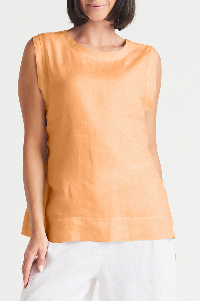 Handkerchief Linen Reversible Tank Top - Orange