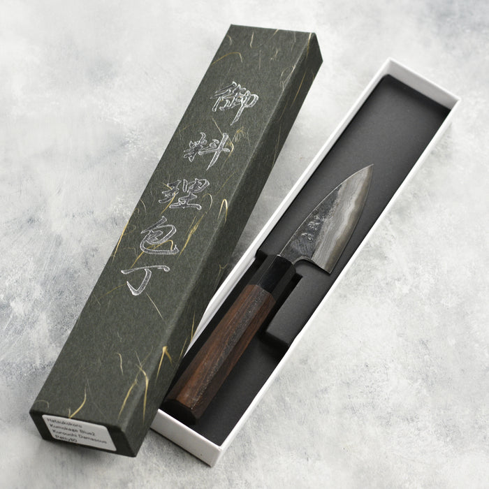 Hatsukokoro Kumokage Aogami Kurouchi Damascus 3.1" Petty
