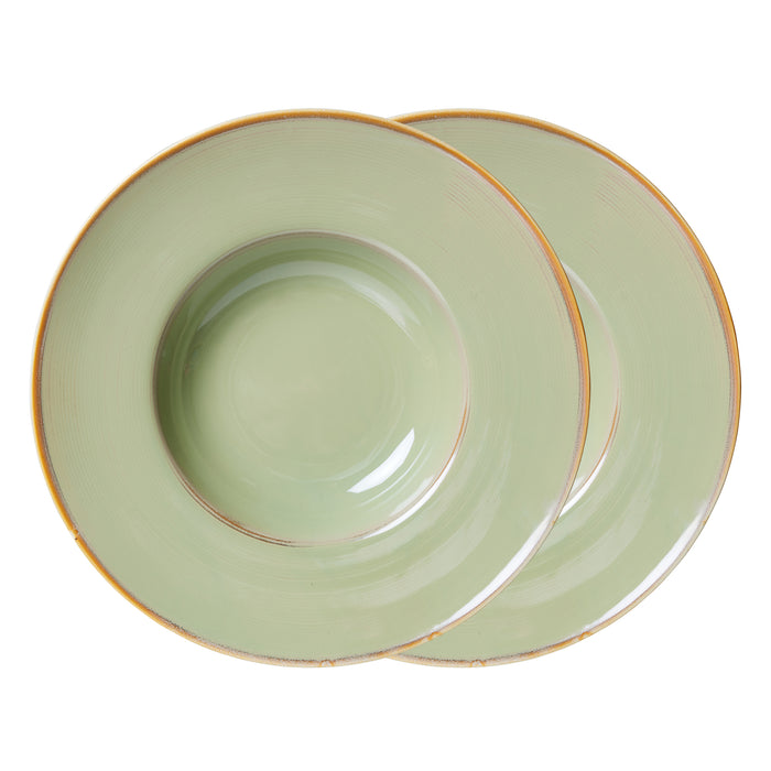 HKliving - Chef Ceramics Pasta Teller (2er-Set) | moss grün