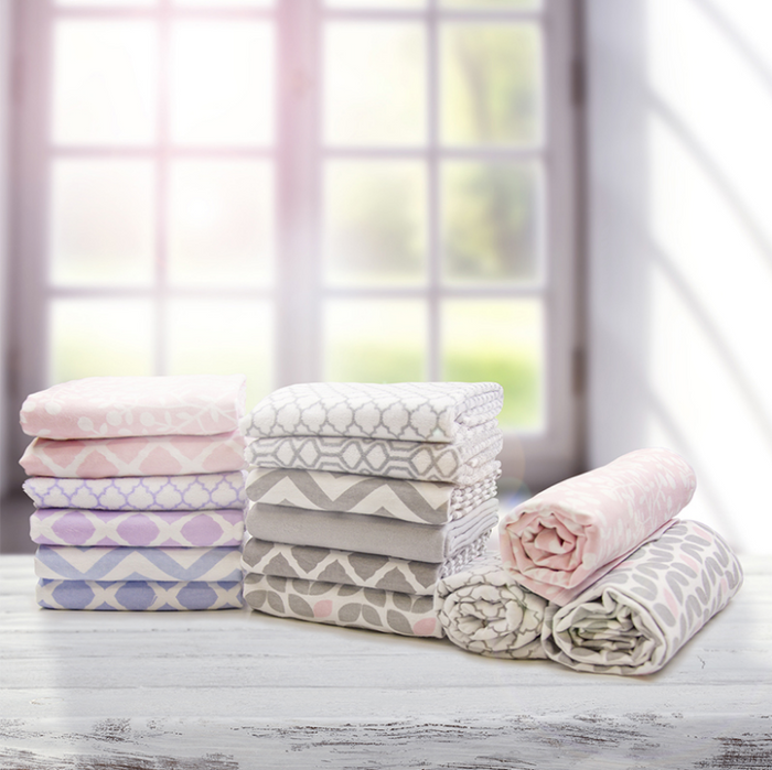 Hooded Bath Towel & Washcloth Set | Grey Chevron