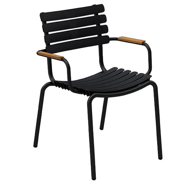 HOUE - ReCLIPS Outdoor Dining Armlehnstuhl | schwarz / Bambus