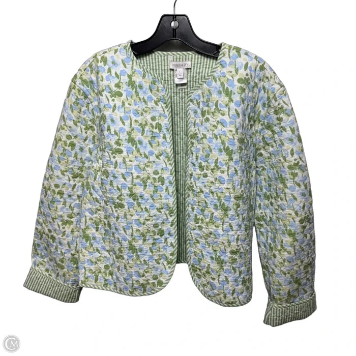 Jacket Quilted By Crown And Ivy In Blue & Green, Size: L