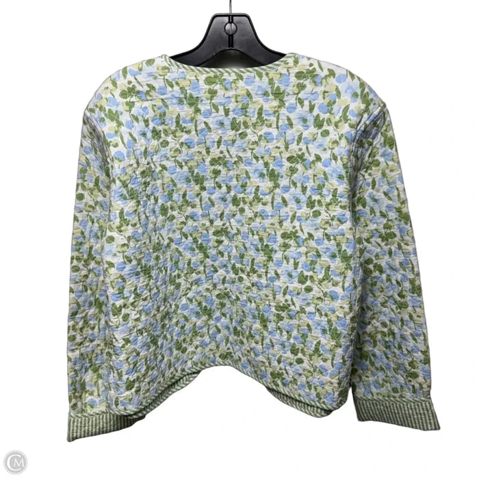 Jacket Quilted By Crown And Ivy In Blue & Green, Size: L