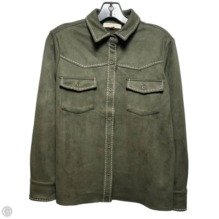 Jacket Shirt By Thirty/Thirty In Green, Size: S