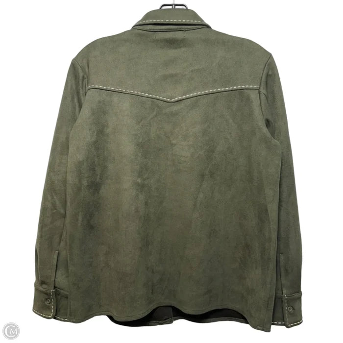 Jacket Shirt By Thirty/Thirty In Green, Size: S
