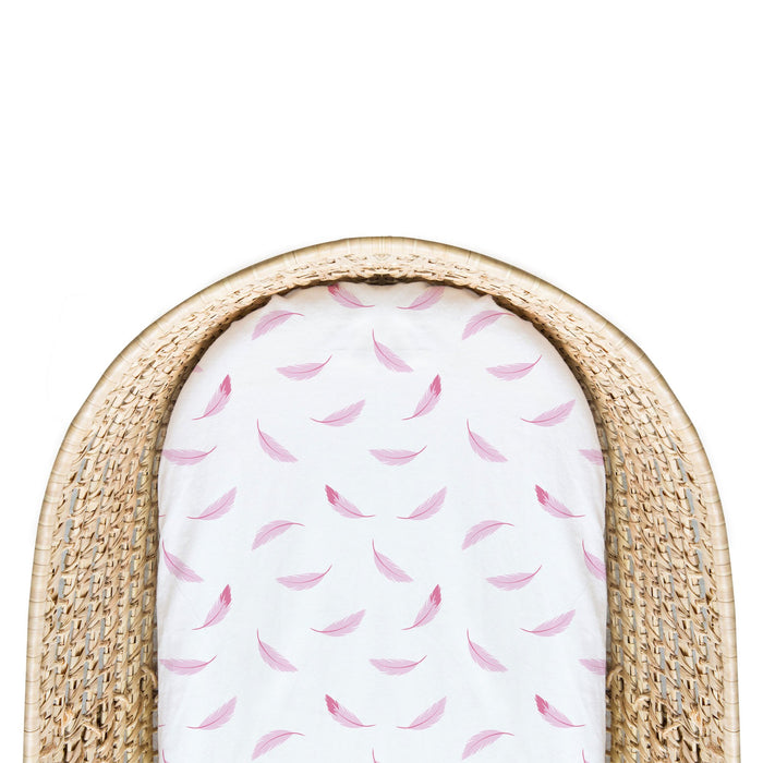 Kushies Organic Jersey Bassinet Sheet | Pink Feathers